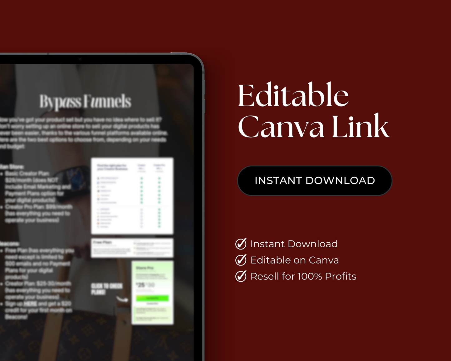 Instant Download Editable on Canva resell and keep 100% of the profit