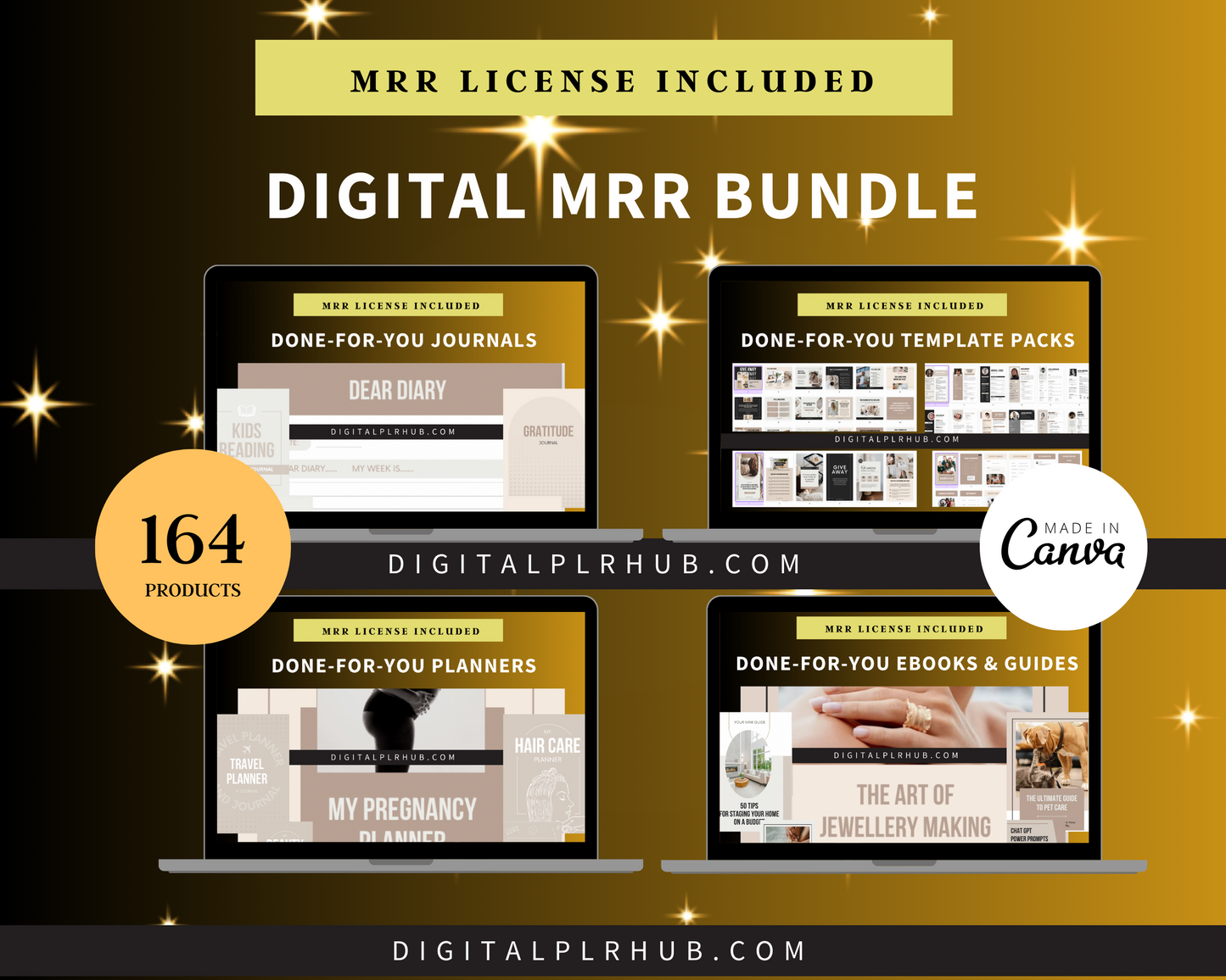 Digital PLR Hub MRR offer giving permanent access to 164 editable digital products with Master Resell Rights.