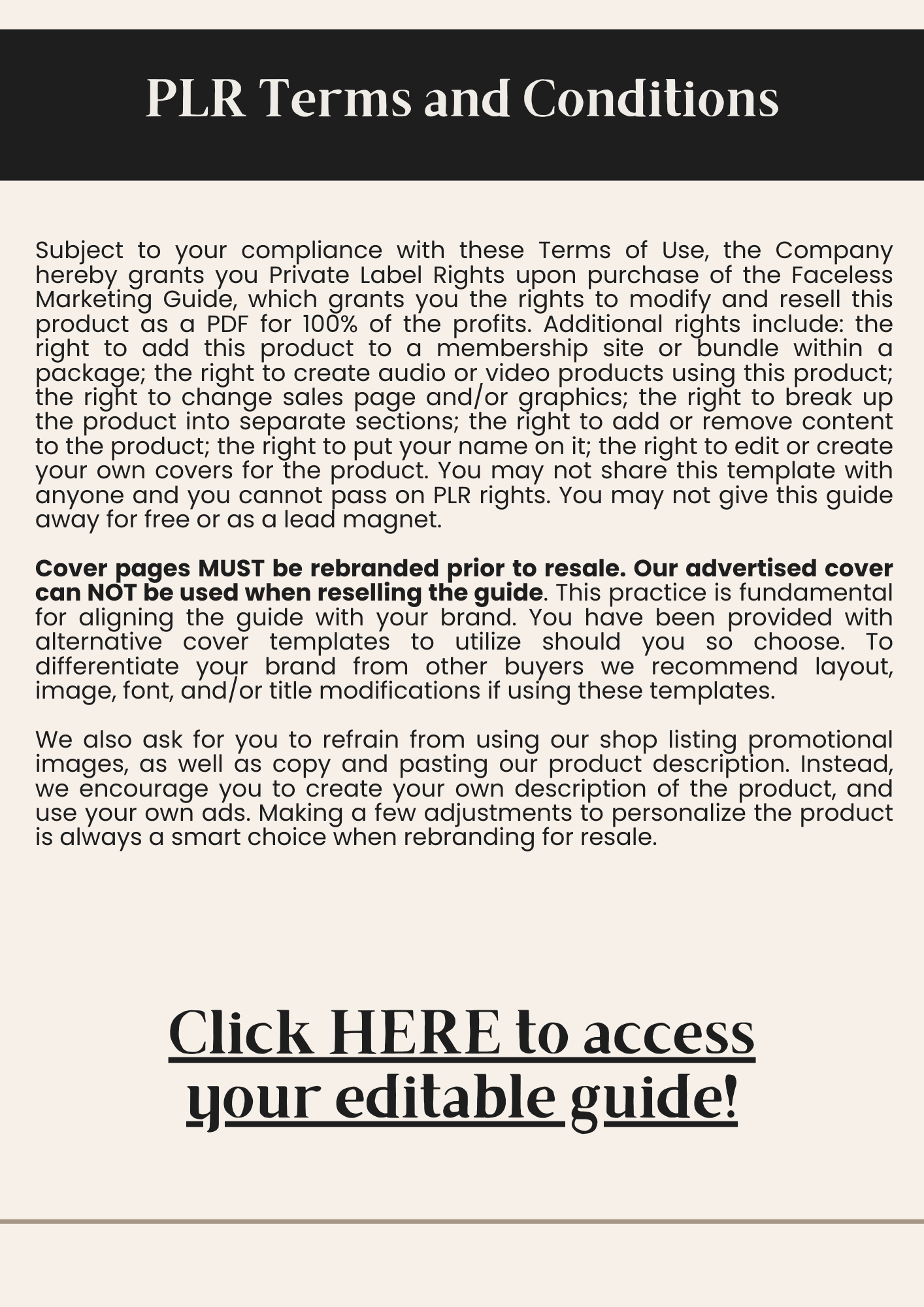 PLR Faceless Marketing Guide