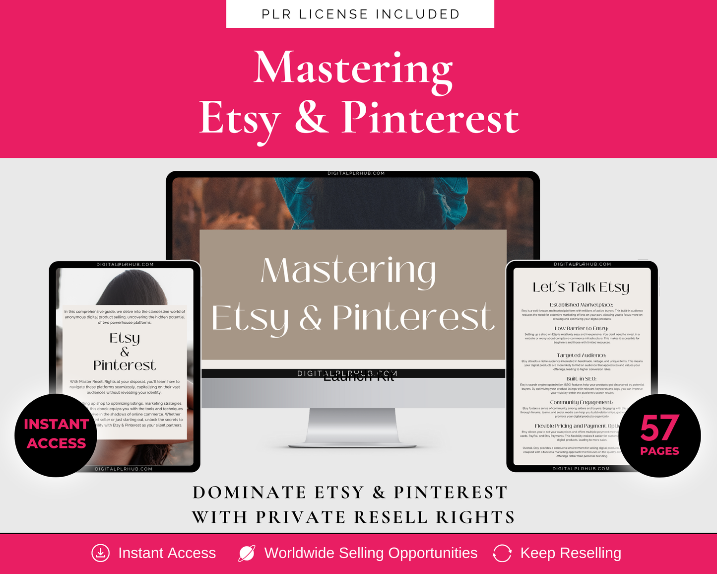Mastering Etsy & Pinterest ebook to grow passive digital product income. 57-page guide on shop setup, SEO, and resell strategy.