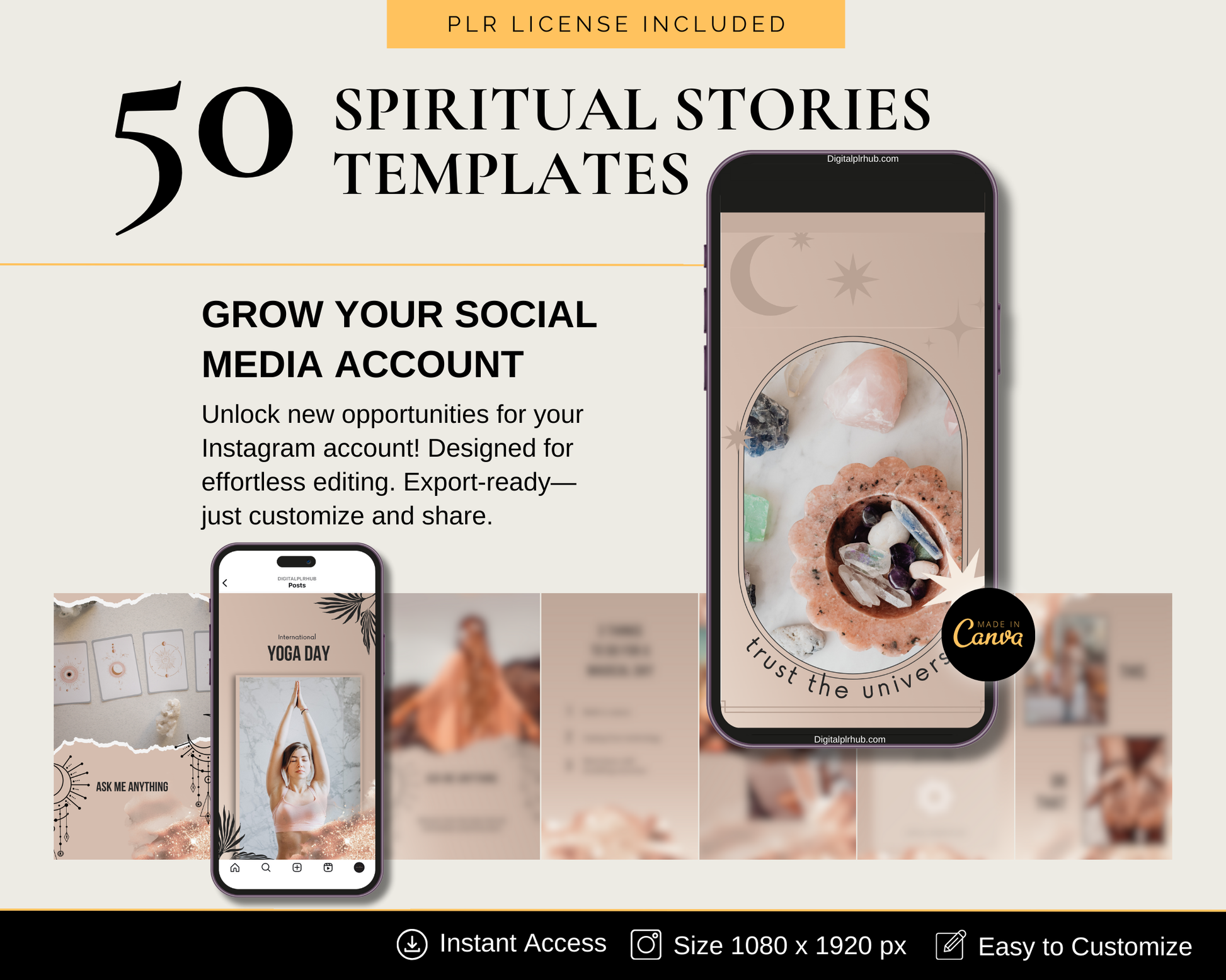 Spiritual Social Media Stories Templates for Instagram & TikTok | Editable in Canva with PLR License