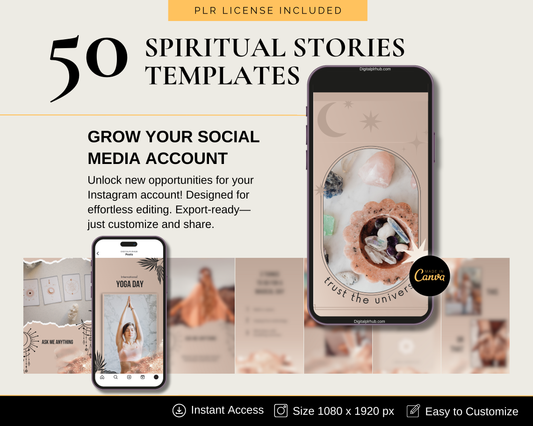 Spiritual Social Media Stories Templates for Instagram & TikTok | Editable in Canva with PLR License