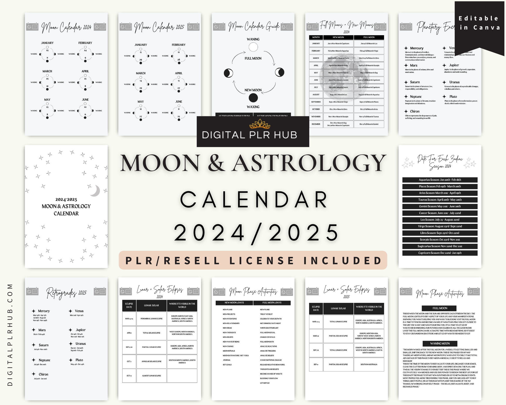 Moon & Astrology Calendar Digital PLR Hub