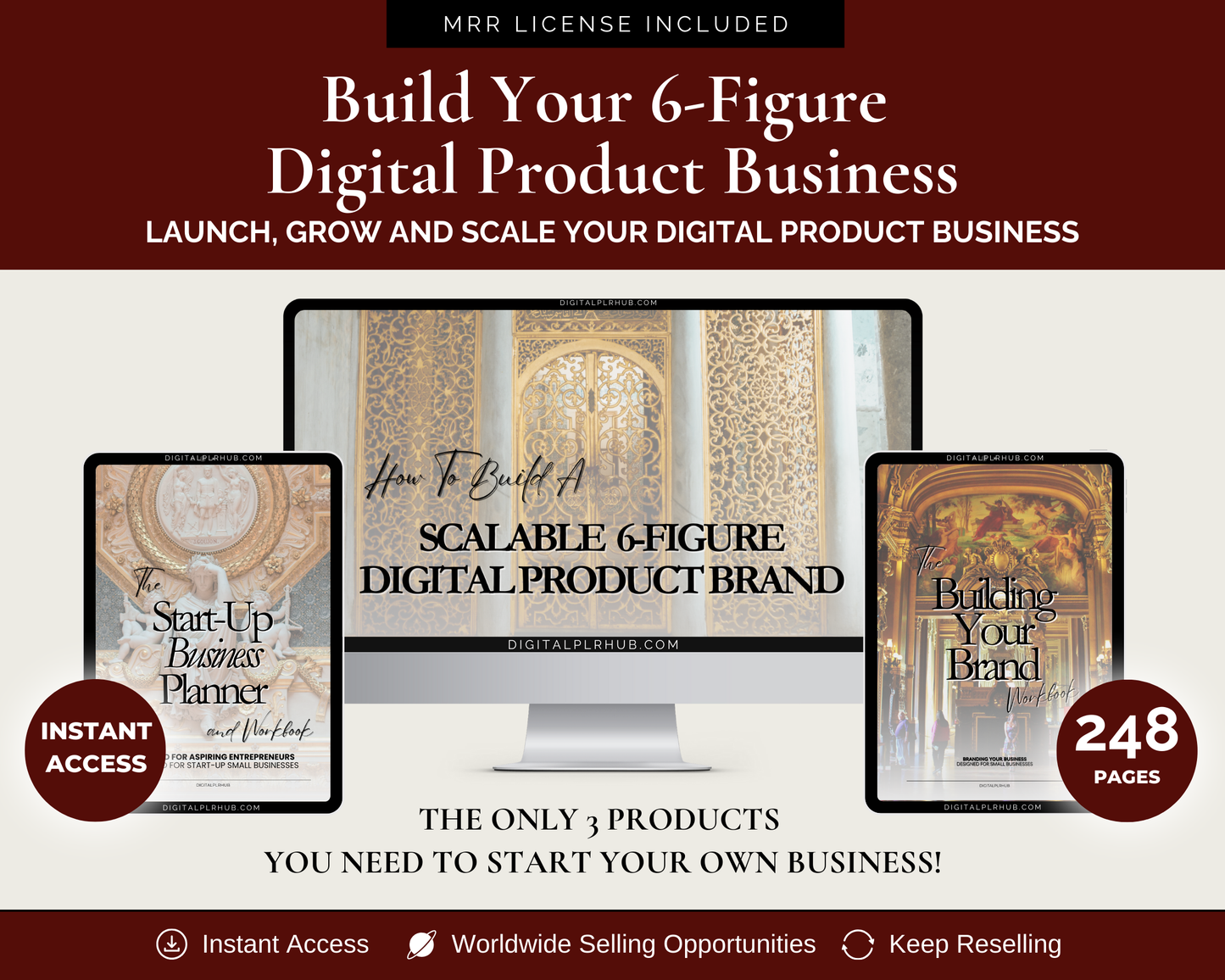 Cover of Build Your 6-Figure Digital Product Business Guide featuring a sleek, professional layout with vibrant graphics.