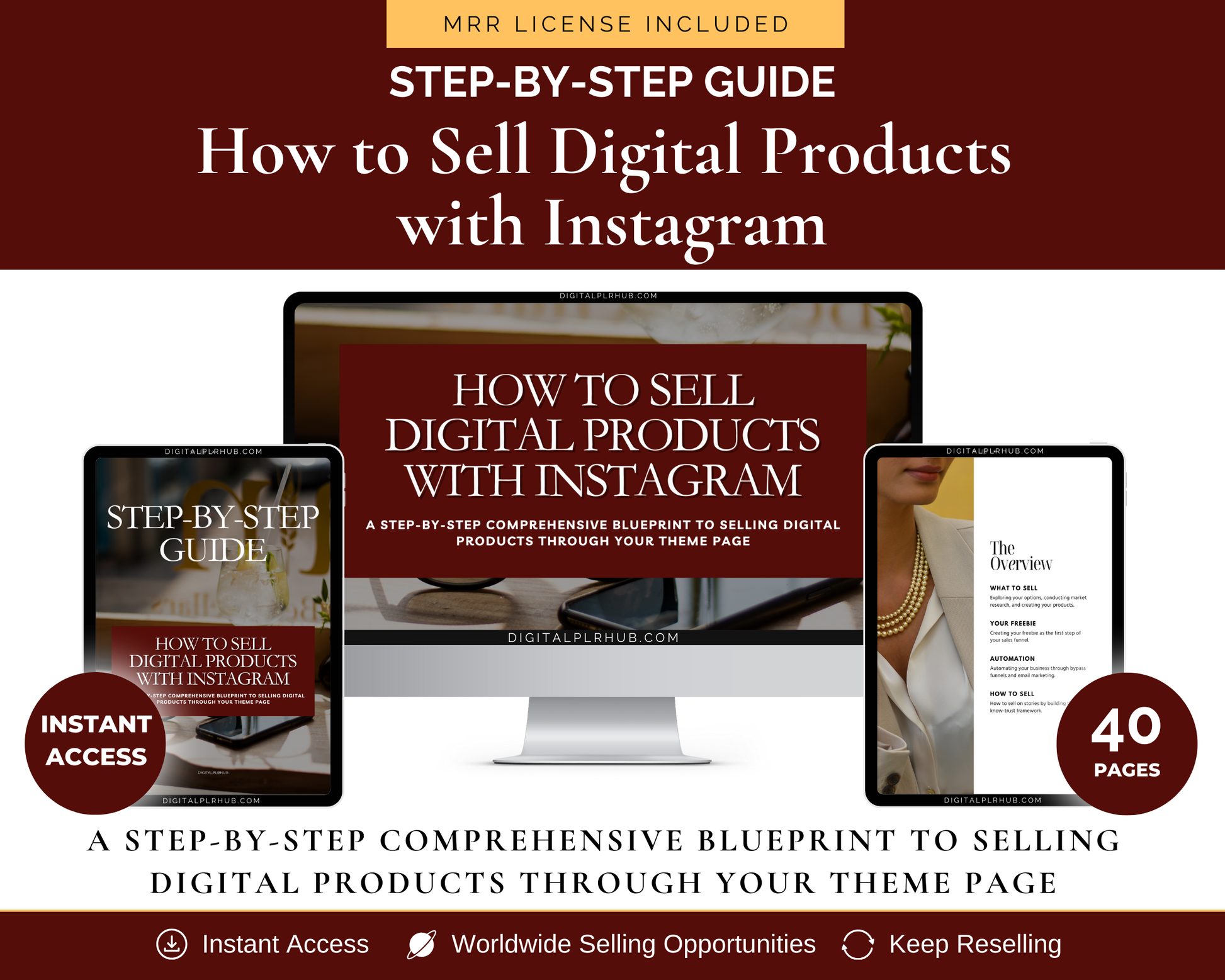 How to Sell Digital Products on Instagram - PLR eBook with editable Canva link & MRR license