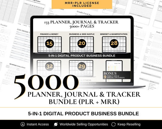 5000+ Planner, Journal & Tracker Bundle (PLR + MRR)