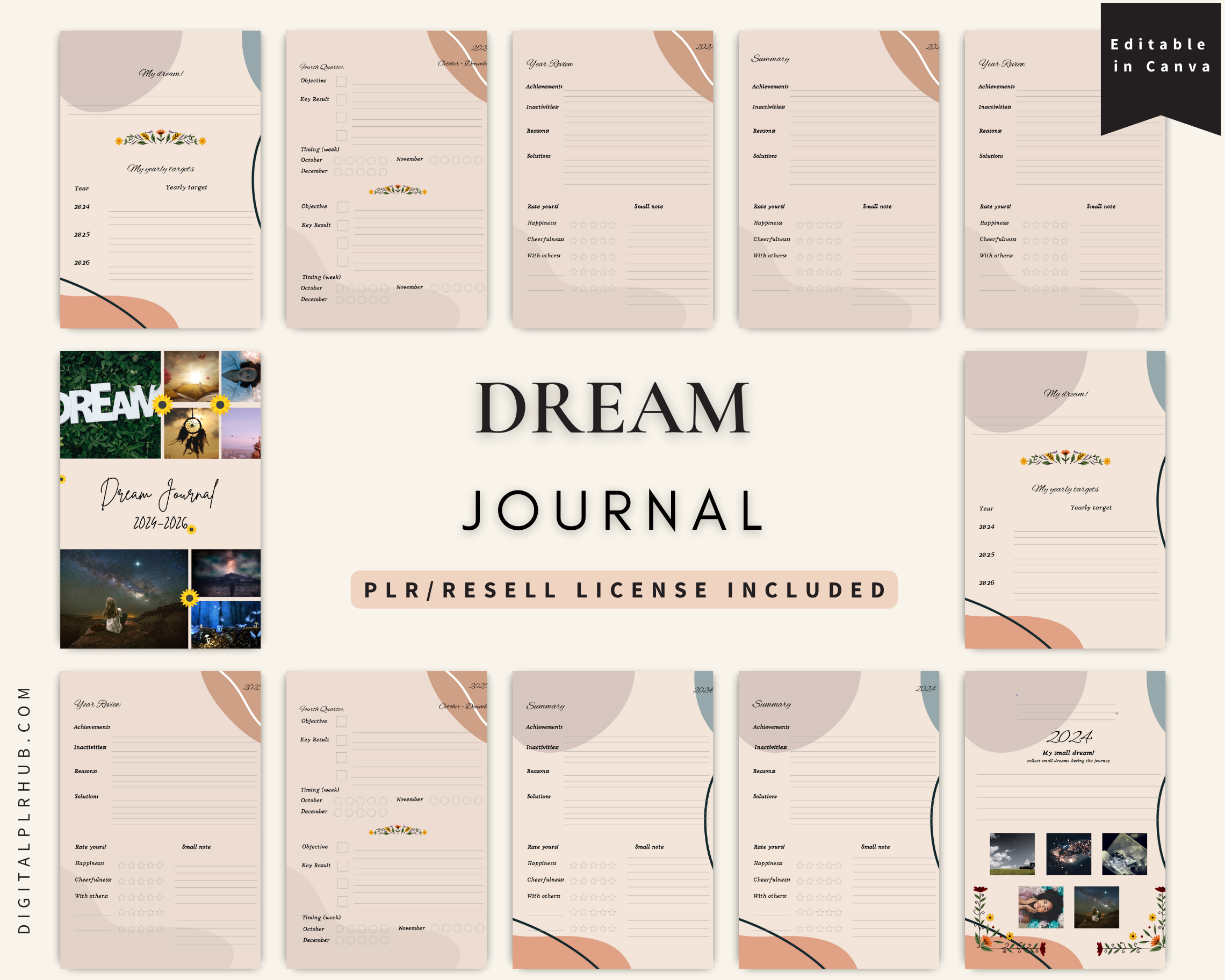 Dream Life Journal Watercolor Clip Art Pack : Simply Couture PLR