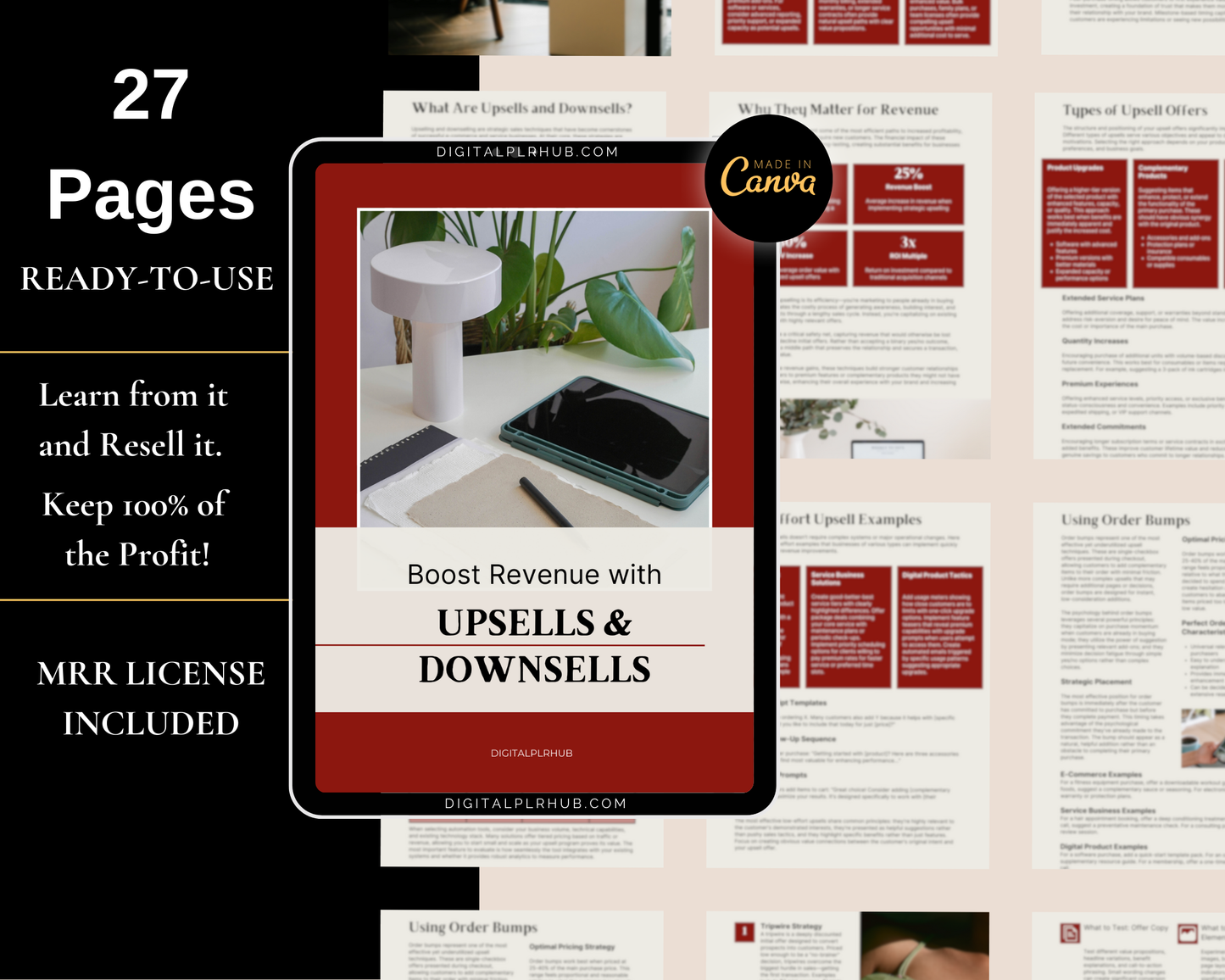 Digital product with 27 pages, ready-to-use, featuring a smartphone and plant on a desk.