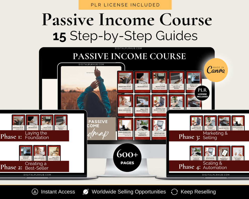 Passive Income Course 15 Editable Plr Ebooks To Resell Digital Plr Hub