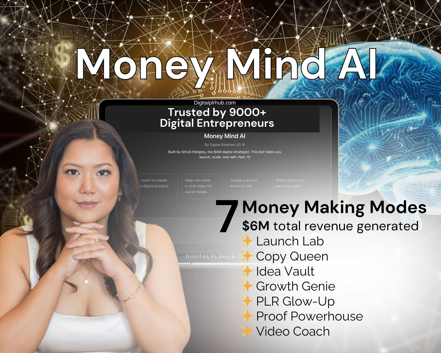 Money Mind AI tool with 7 digital product business modes for creators and solopreneurs