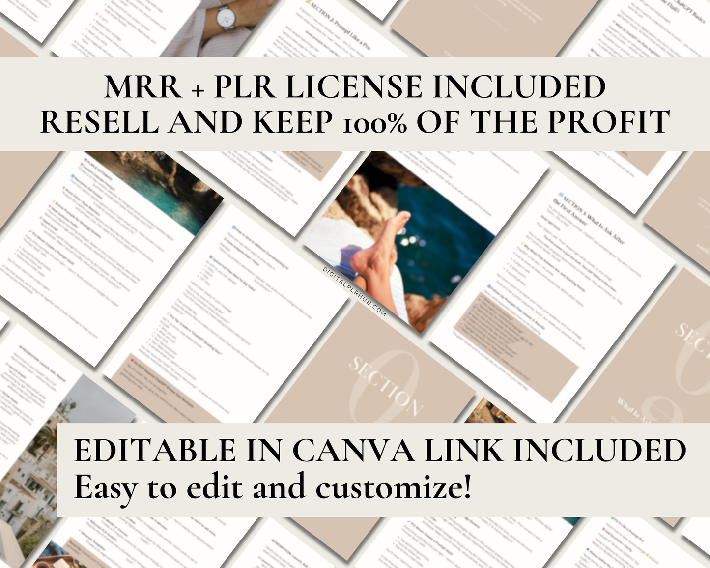 Mockup of ChatGPT Guide with PLR MRR license — resell AI prompt templates and training materials for profit