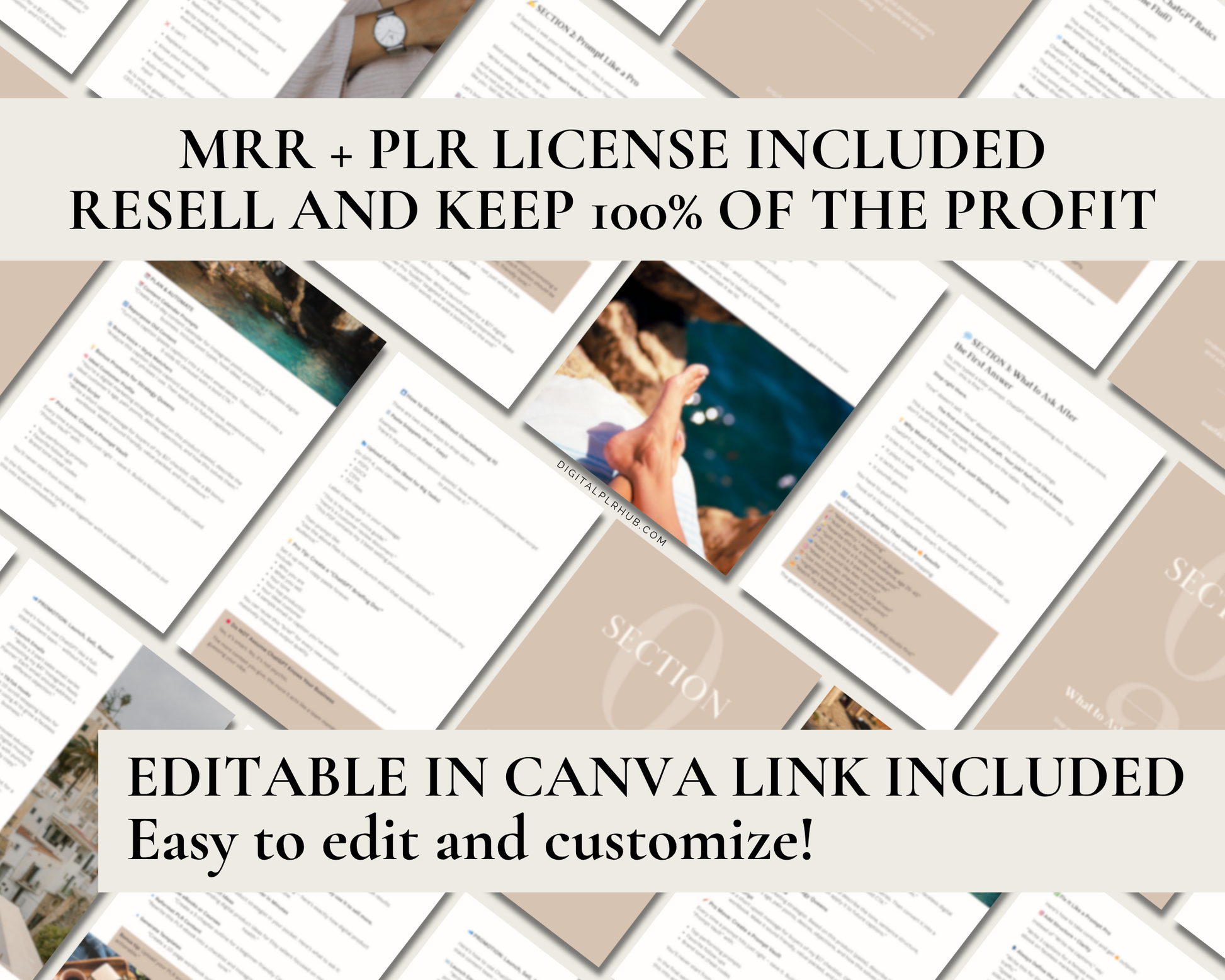 Mockup of ChatGPT Guide with PLR MRR license — resell AI prompt templates and training materials for profit
