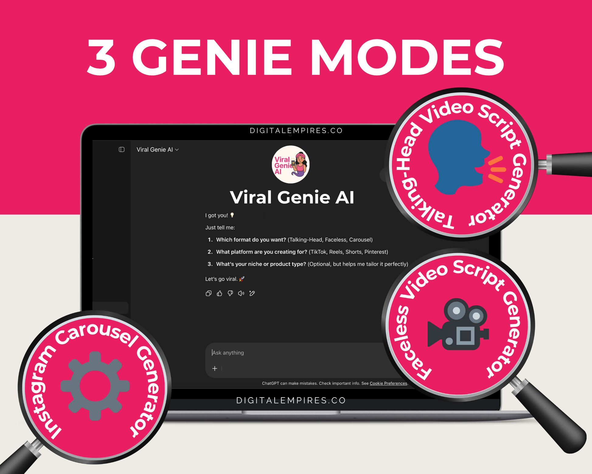 Talking-head video script generator by Viral Genie AI. Create viral short-form content for TikTok, Reels, and YouTube Shorts using a custom GPT bot.