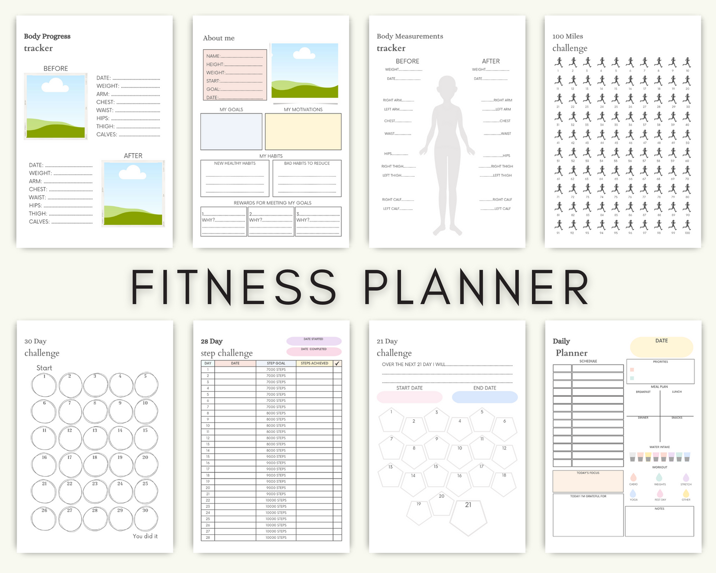Fitness Planner Pack Digital PLR Hub