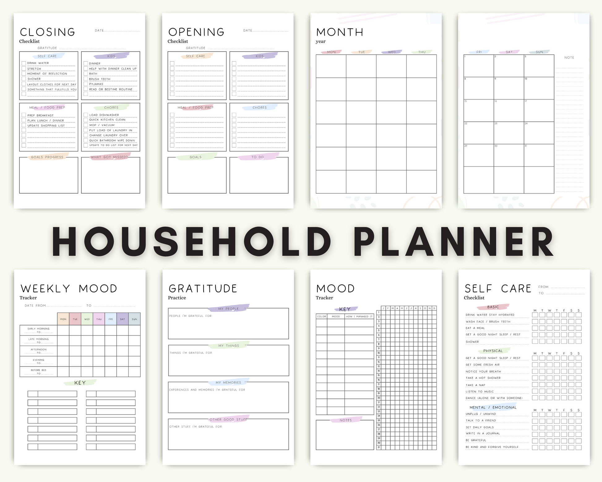Printable Monthly Planner Digital Fillable Planner Monthly Printable Plan  Refillable Planner Monthly Reusable Chores Planner Tracker Monthly