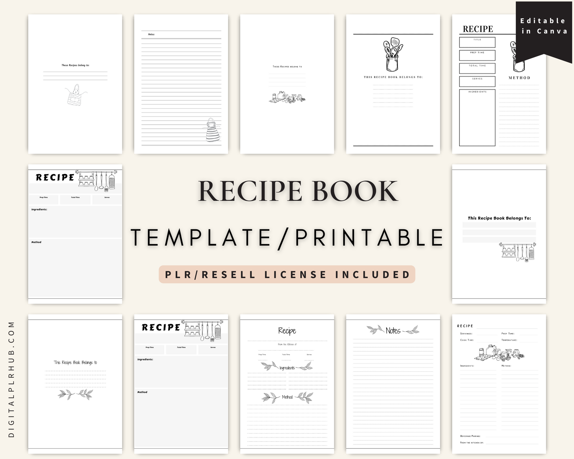 Blank Recipe Book - Canva Template