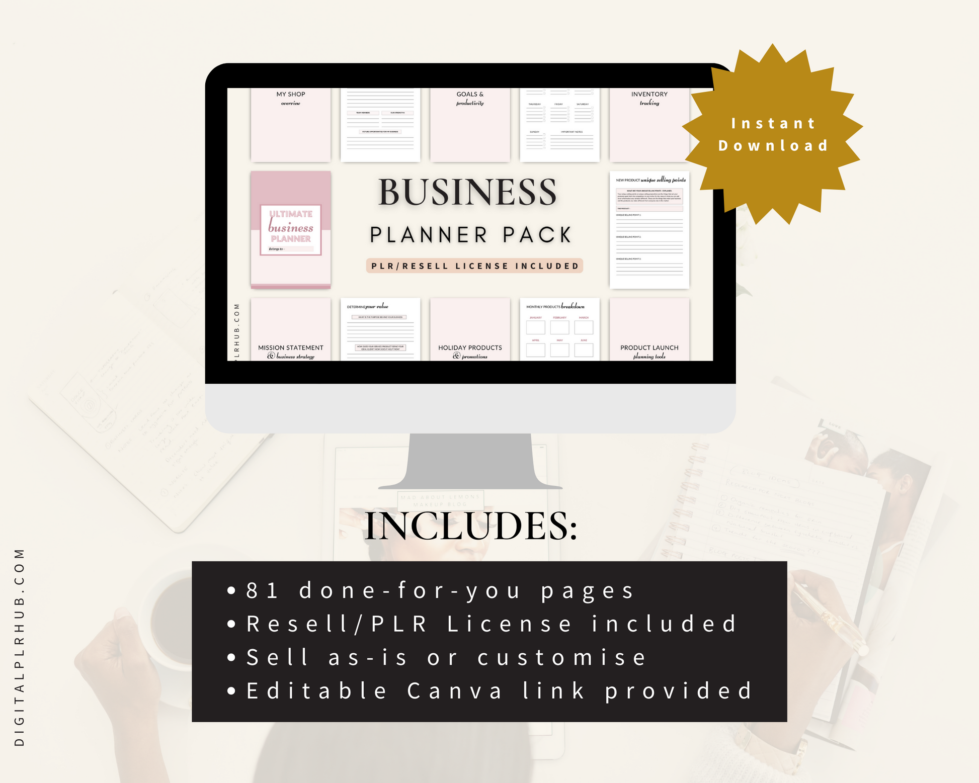 Vision Board Planning PLR Kit  PLR Printable Planner Package